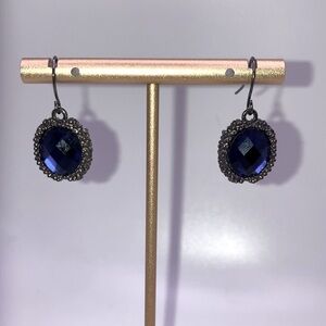 Costume Jewelry Earrings Pewter with Blue Stones